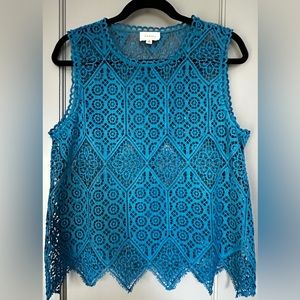 Deletta for Anthropologie, crochet style sleeveless tank, size M